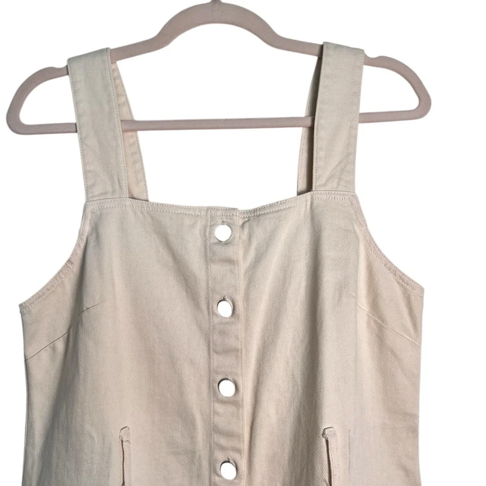 H and M White Cream‎ Denim 100% Cotton Mini Dress Romper size 6